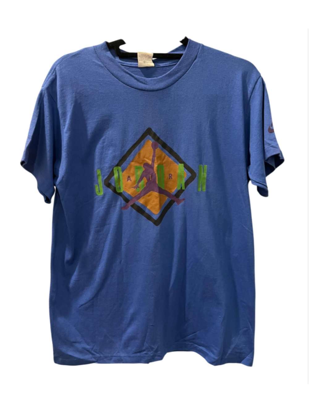 Vintage 90s NWT Nike Air Jordan Flight Club T Shirt Deadstock Kids L Blue Swoosh